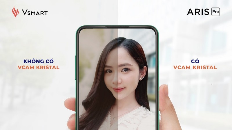 Công nghệ xử lý ảnh Vcam Kristal sẽ loại bỏ các hiện tượng ảnh mờ, thiếu, nhiễu và lóe sáng, màu sắc thiếu trung thực... giúp tạo ra những bức ảnh selfie sắc nét.