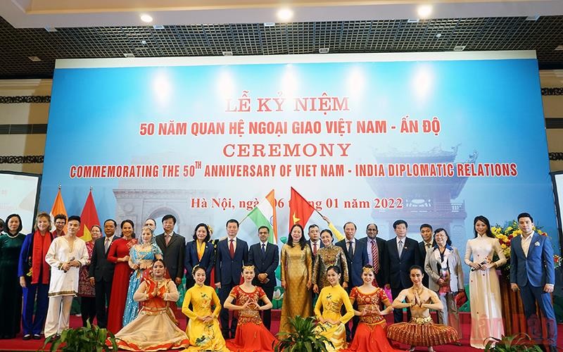 Các đại biểu tham dự Lễ kỷ niệm 50 năm thiết lập quan hệ ngoại giao Việt Nam-Ấn Độ tại Hà Nội. (Ảnh: Đinh Trường)