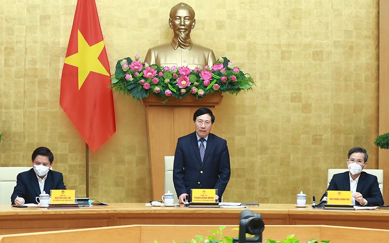 Phó Thủ tướng Thường trực Chính phủ Phạm Bình Minh phát biểu tại Hội nghị.