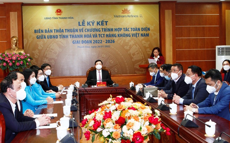 Các đại biểu tham dự Hội nghị tại điểm cầu trực tuyến ở tỉnh Thanh Hóa.