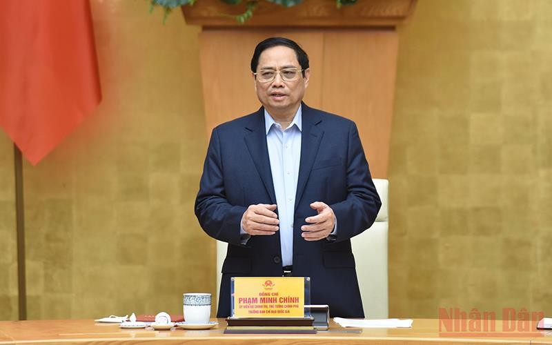 Thủ tướng Phạm Minh Chính phát biểu ý kiến tại cuộc họp. (Ảnh: Trần Hải) 