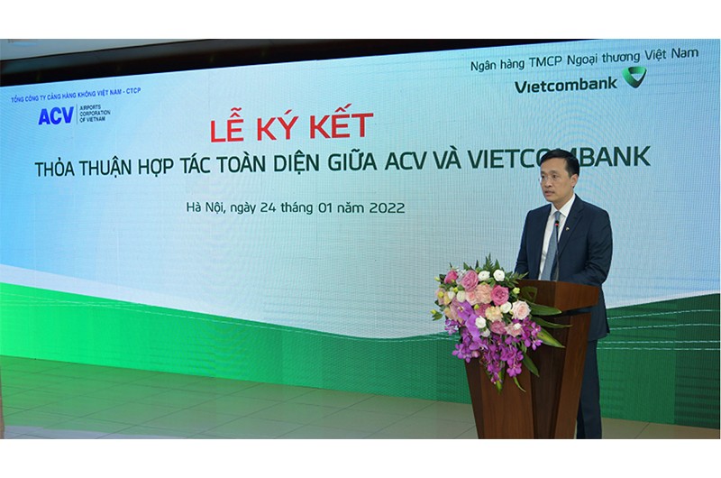 Ông Phạm Quang Dũng-Chủ tịch HĐQT Vietcombank phát biểu tại Lễ ký kết.