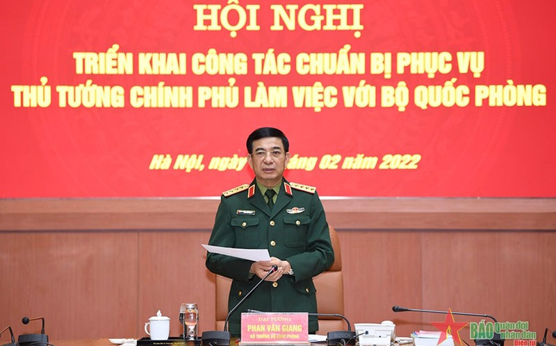 Đại tướng Phan Văn Giang chủ trì hội nghị. (Ảnh: Báo Quân đội nhân dân)