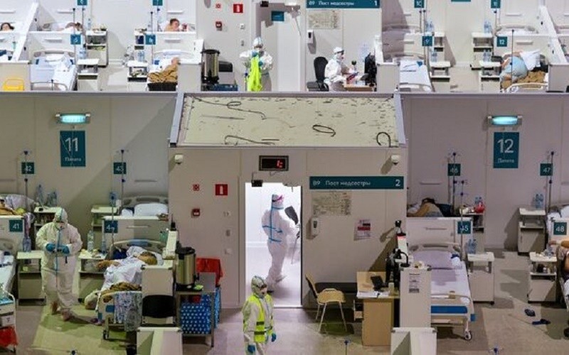 Một bệnh viện dã chiến điều trị Covid-19 ở thủ đô Moskva, Liên bang Nga. (Ảnh: Moskva 24)