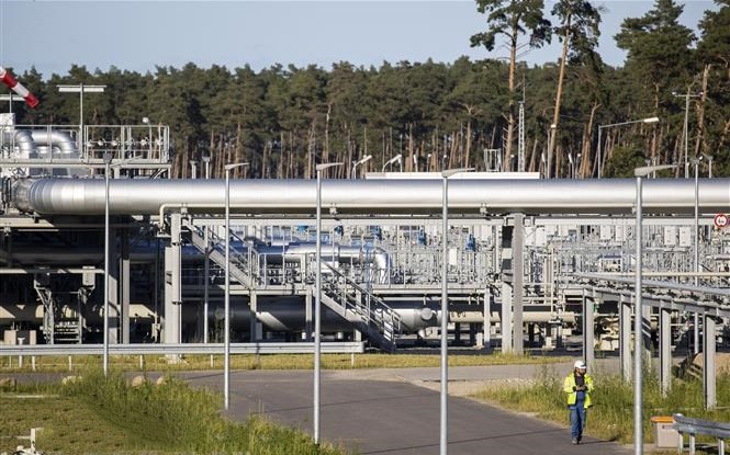 Đường ống dẫn khí đốt của dự án Dòng chảy phương Bắc 2 tại Lubmin, Đông Bắc nước Đức, ngày 7/9/2020. (Ảnh: AFP/TTXVN)