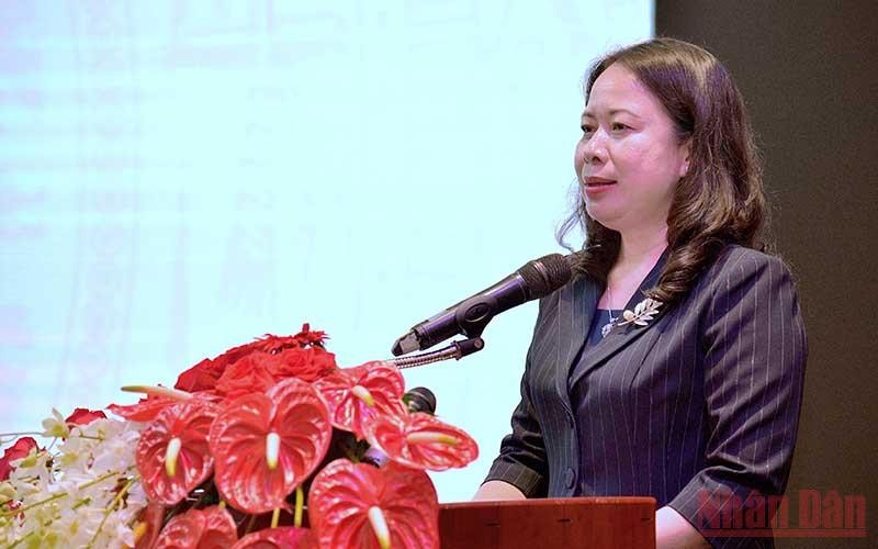 Phó chủ tịch nước Võ Thị Ánh Xuân phát biểu chỉ đạo tại hội nghị tổng kết cụm thi đua các tỉnh Tây Nam bộ.