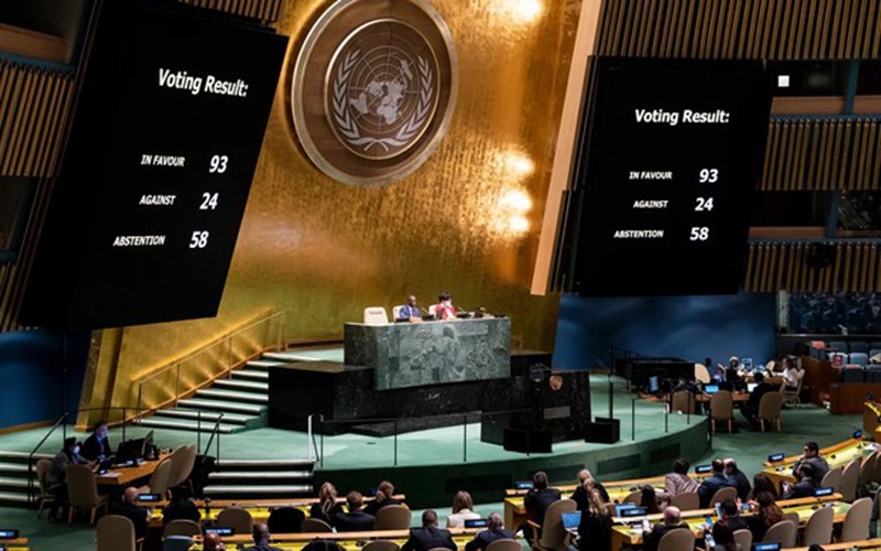 Kết quả bỏ phiếu tại phiên họp Đại hội đồng Liên hợp quốc. (Nguồn: standard.co.uk/TTXVN)