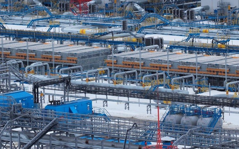 Hệ thống dẫn khi đốt tại 1 cơ sở xử lý khí đốt của tập đoàn Gazprom tại mỏ khí đốt Bovanenkovo, bán đảo Yamal, Nga. (Ảnh: Reuters)