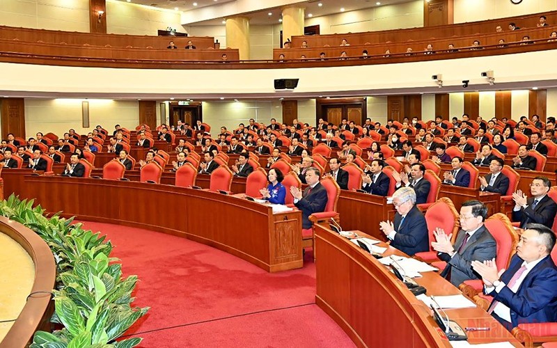 Quang cảnh Hội nghị lần thứ 5 Ban Chấp hành Trung ương Đảng Cộng sản Việt Nam khóa XIII. (Ảnh: ĐĂNG KHOA)