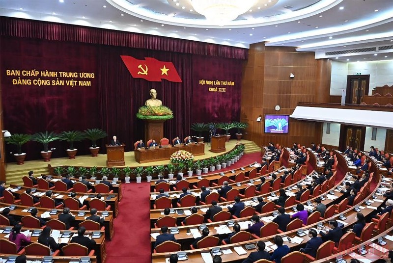 Quang cảnh Hội nghị lần thứ 5 Ban Chấp hành Trung ương Đảng Cộng sản Việt Nam khóa XIII. (Ảnh: ĐĂNG KHOA)