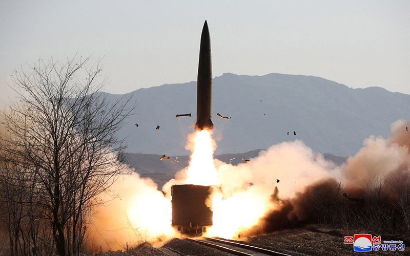 Một vụ phóng tên lửa của Triều Tiên. (Hình ảnh do Hãng thông tấn Trung ương Triều Tiên (KCNA) công bố ngày 14/1/2022)