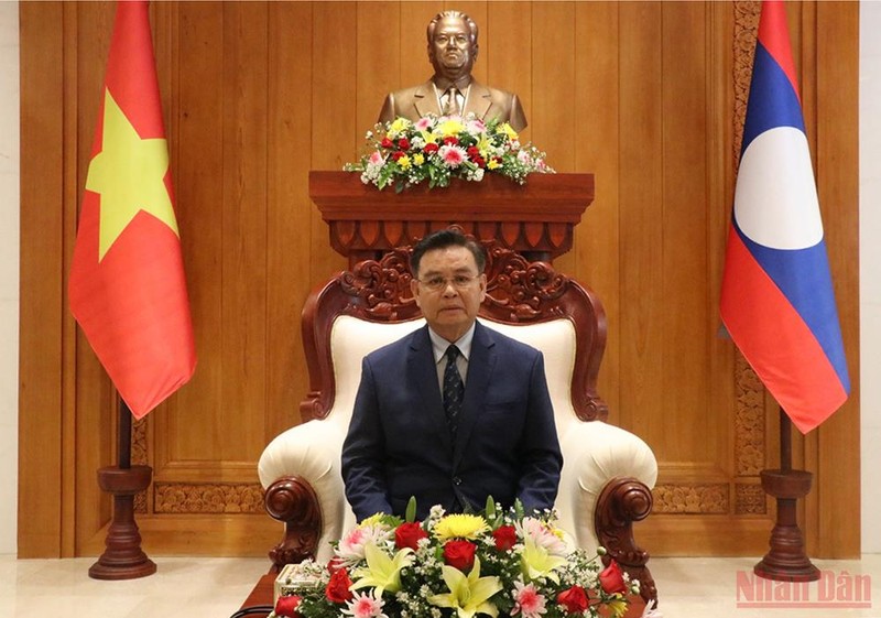 Chủ tịch Quốc hội Lào Saysomphone Phomvihane. (Ảnh: Xuân Sơn)