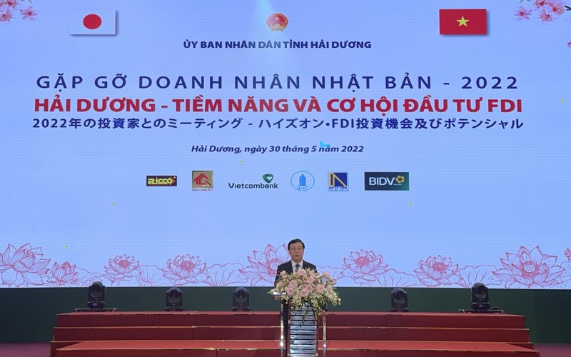 Đồng chí Phạm Xuân Thăng, Ủy viên Trung ương Đảng, Bí thư Tỉnh ủy Hải Dương chào mừng các tổ chức, các nhà đầu tư Nhật Bản.
