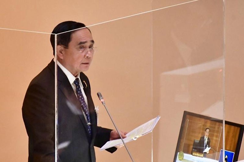 Thủ tướng Thái Lan Prayut Chan-o-cha phát biểu trước Quốc hội trong phiên thảo luận ngày 2/6.