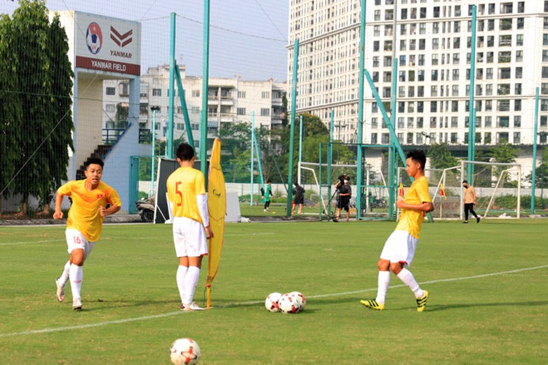 U19 Việt Nam đang tập trung tập luyện tại Trung tâm đào tạo bóng đá trẻ Việt Nam. (Ảnh: VFF)