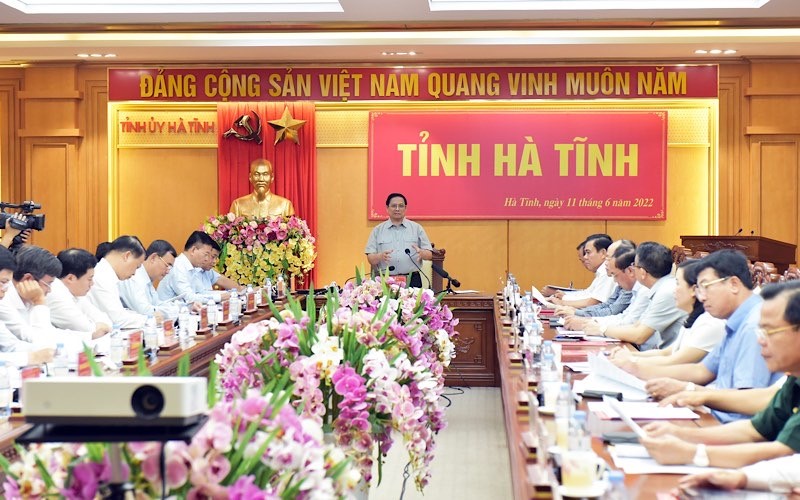 Hình ảnh buổi làm việc của Thủ tướng Chính phủ Phạm Minh Chính với cán bộ chủ chốt tỉnh Hà Tĩnh.