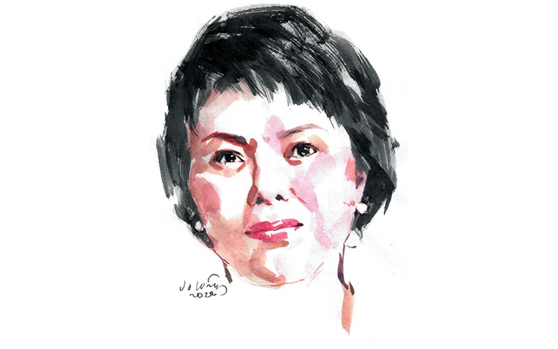 Ký họa chân dung nhà thơ Đặng Thị Thanh Hương của họa sĩ Đỗ Hoàng Tường.