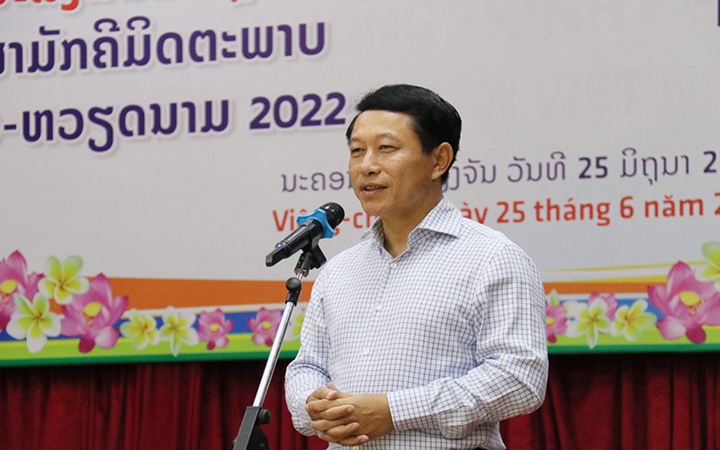 Phó Thủ tướng, Bộ trưởng Ngoại giao Lào Saleumxay Kommasith khẳng định mối quan hệ đặc biệt giữa Lào và Việt Nam sẽ mãi được duy trì, tiếp nối cho các thế hệ sau của Lào và Việt Nam. (Ảnh: Duy Toàn)