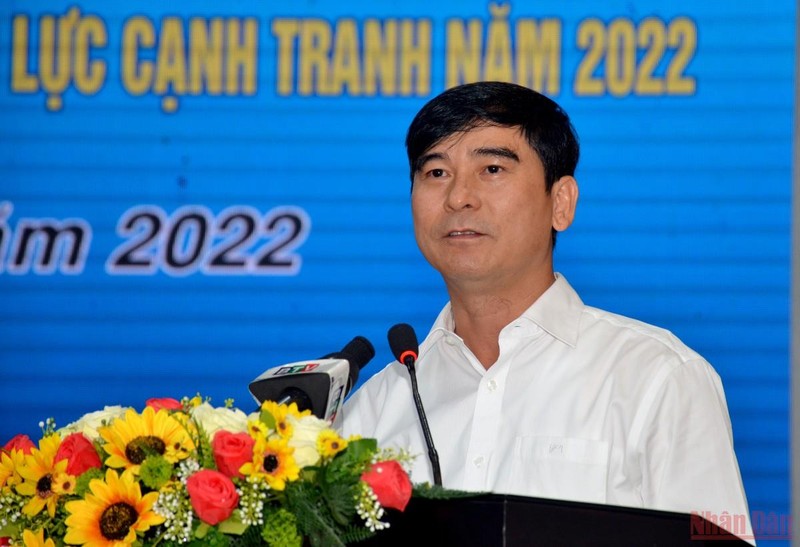 Đồng chí Dương Văn An, Bí thư Tỉnh ủy Bình Thuận, phát biểu tại hội nghị. (Ảnh: Đình Châu)
