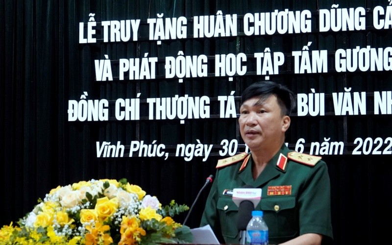 Trung tướng Nguyễn Mạnh Hùng phát biểu ý kiến tại buổi lễ.