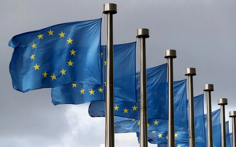 Lá cờ chung của Liên minh châu Âu (EU) tại trụ sở Ủy ban châu Âu tại Brussels, Bỉ ngày 2/10/2019. (Ảnh: REUTERS)