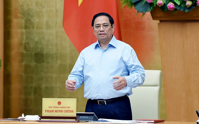 Thủ tướng Phạm Minh Chính chủ trì Hội nghị trực tuyến Chính phủ với các địa phương và Phiên họp Chính phủ thường kỳ tháng 6 năm 2022. (Ảnh TRẦN HẢI)