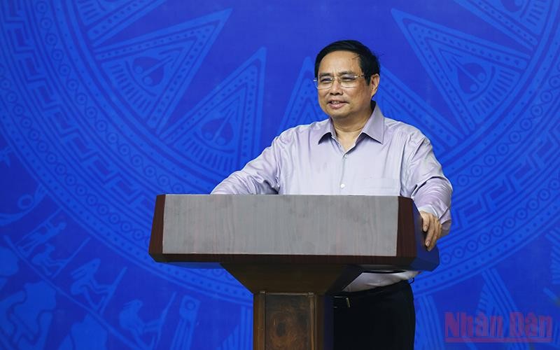 Thủ tướng Chính phủ Phạm Minh Chính phát biểu tại phiên họp. (Ảnh: TRẦN HẢI)