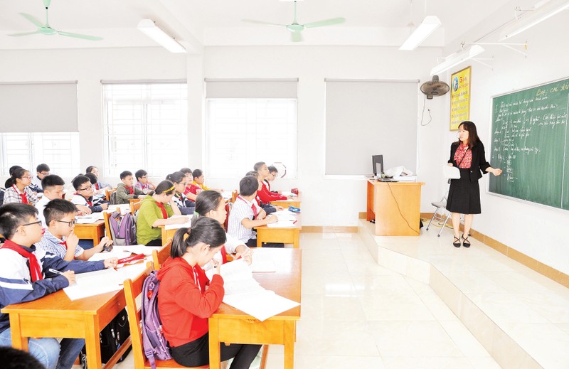 Một tiết học tại Trường THCS Vĩnh Yên (Vĩnh Phúc).