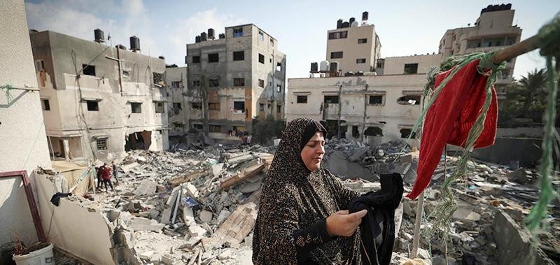 Nhà của người Palestine ở dải Gaza bị tàn phá sau các đợt không kích của Israel.