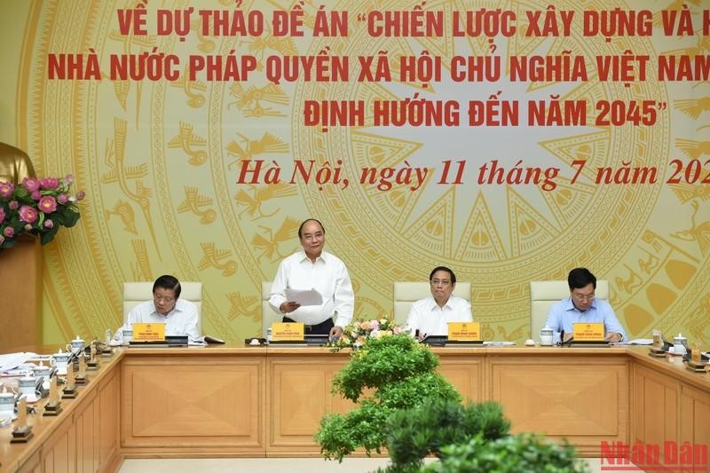 Chủ tịch nước Nguyễn Xuân Phúc phát biểu tại hội nghị. (Ảnh: TRẦN HẢI)