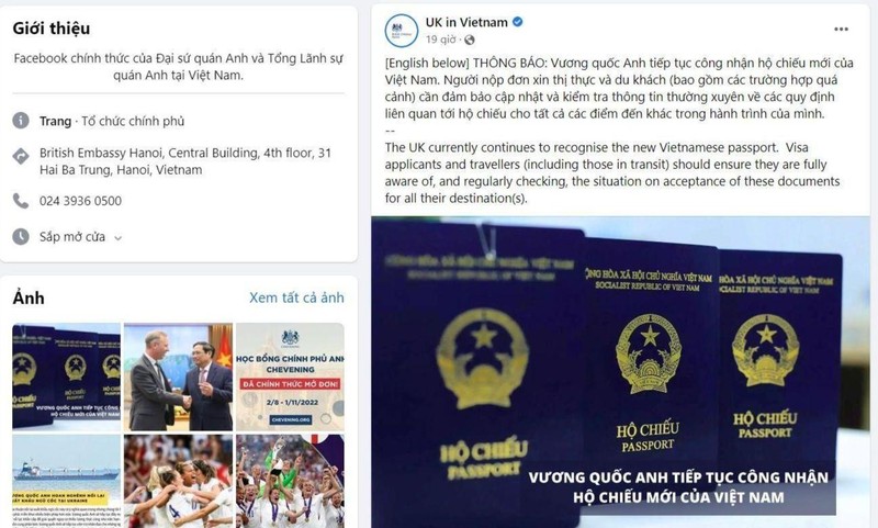 Vương quốc Anh tiếp tục công nhận mẫu hộ chiếu mới của Việt Nam ảnh 1