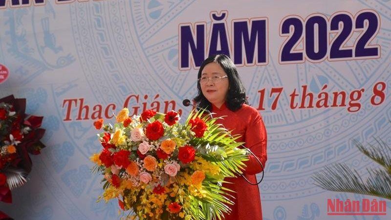 Bí thư Trung ương Đảng, Trưởng Ban Dân vận Trung ương Bùi Thị Minh Hoài phát biểu chỉ đạo tại Ngày hội. 