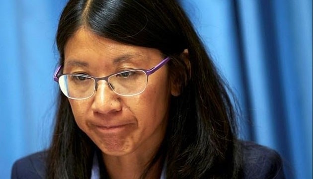 Chủ tịch Tổ chức Bác sĩ không biên giới, bà Joanne Liu phát biểu tại Geneva (Thụy Sĩ), ngày 7-10-2015. (Ảnh: Reuters)