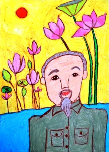 Tác phẩm “Chân dung Bác Hồ” - tác giả Đỗ Thị Linh Chi, vượt qua nhiều tác phẩm xuất sắc để đoạt giải nhất.