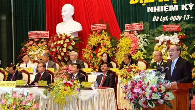 Đồng chí Nguyễn Thiện Nhân phát biểu chỉ đạo tại Đại hội đại biểu Đảng bộ tỉnh Lâm Đồng.